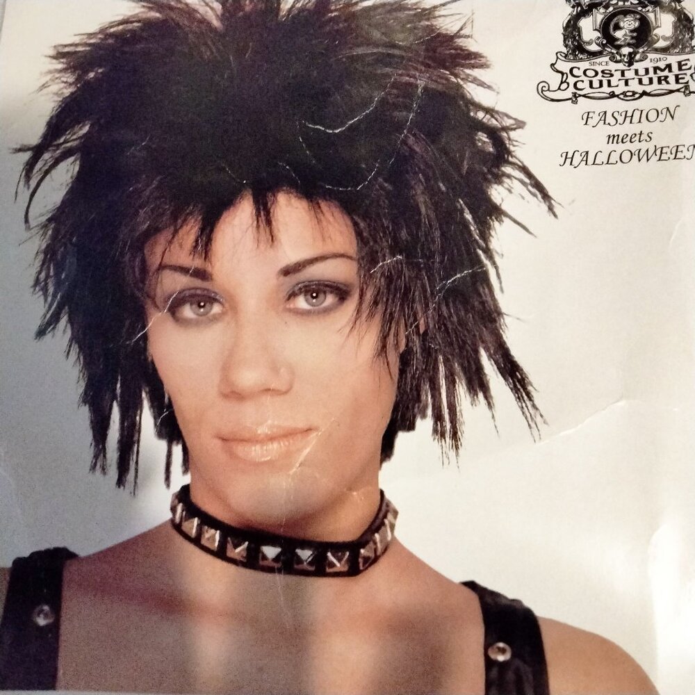 Unisex Black Rocker Wig Spiky Halloween Costume Adult Accessory